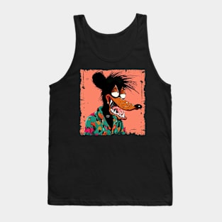 Crazy Wolf Cartoon Style Tank Top